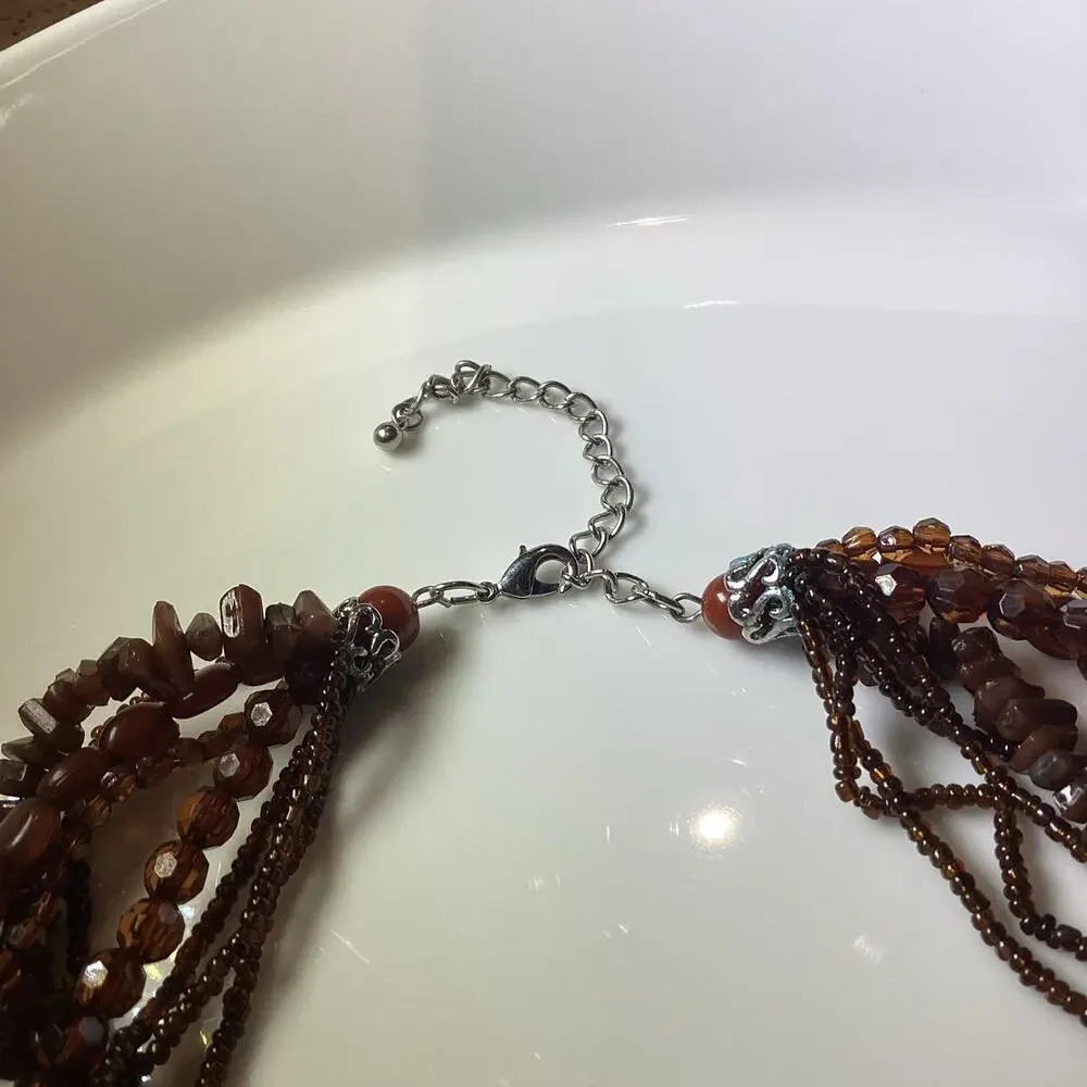 Brown Beads Multistrand Necklace